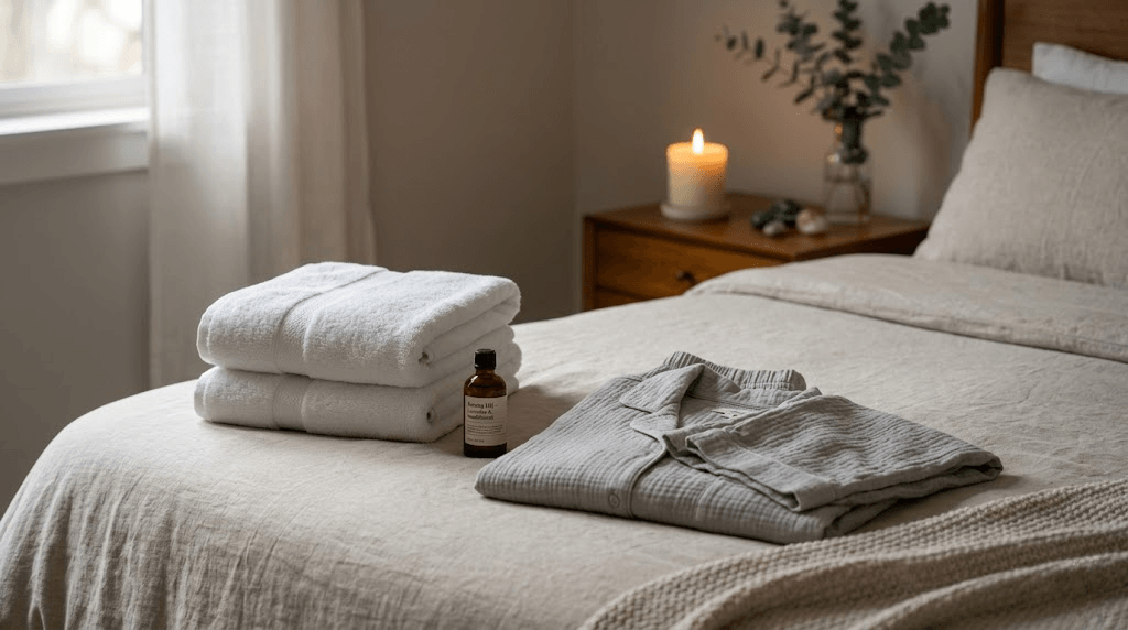 출장안마 홈케어 마사지 방 분위기 세팅 및 복장 준비